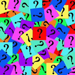Pile of colorful question marks.