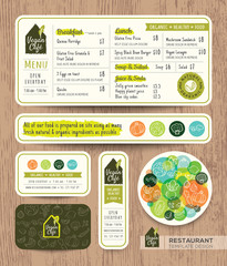 Vegetarian and vegan healthy restaurant cafe set menu graphic design template