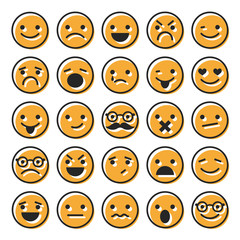 Set of emoticons, flat characters icons