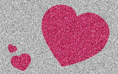 Obraz premium Pink giltter heart on silver glitter