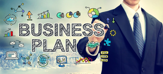 Businessman drawing Business Plan concept