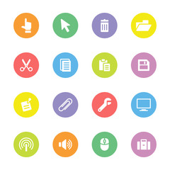 Colorful simple flat icon set 3 on circle - for web design, user interface (ui), infographic and mobile application