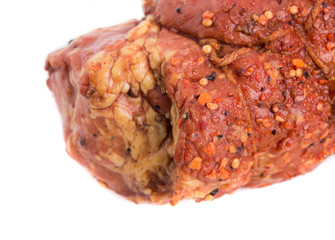 Delicious smoked pork ham with spices.