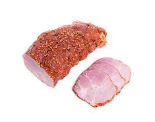 Delicious smoked pork ham with spices.