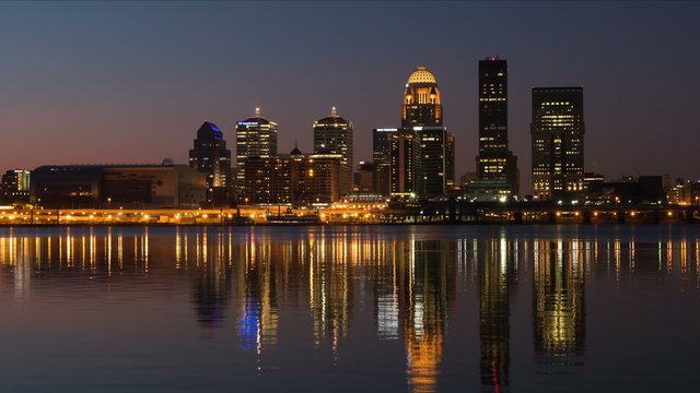 4K Louisville Skyline Morning Twilight Timelapse 1b