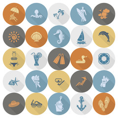 Summer and Beach Simple Flat Icons