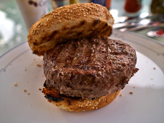 Closeup of fresh homemade hamburger