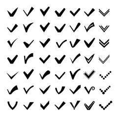 Black line confirm iconson white background. Vector ticks or check marks images