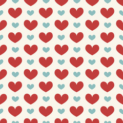 Seamless geometric pattern with hearts. 
