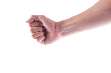 man's hand isolated on white background