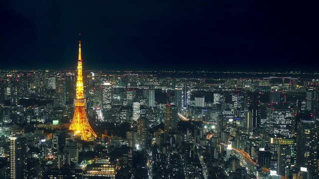 tokyo tower at night with cityscape in Tokyo, Japan