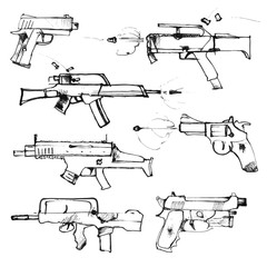 set of hand drawn vector weapons