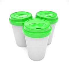 Three paper coffee cups