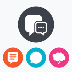 Chat icons. Comic speech bubble signs. Think.