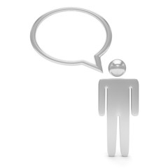 3d man with talk bubbles isolated over a white background