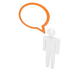 3d man with talk bubbles isolated over a white background