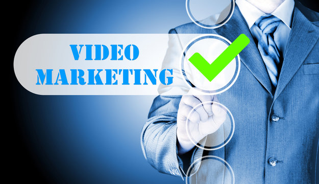 business man pressing checkbox Video Marketing