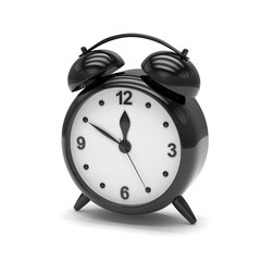 Black alarm clock on white