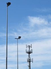 Telecommunications cell phone tower and light poles, Melbourne 2016