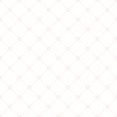 Geometric repeating ornament with diagonal pink dots. Seamless abstract modern pattern