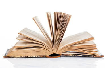open book on white background.  old book