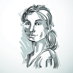 Vector drawing of beautiful confident woman, portrait