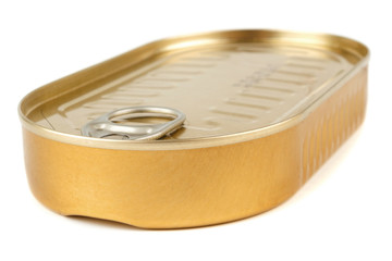 Closed gold metal tin on