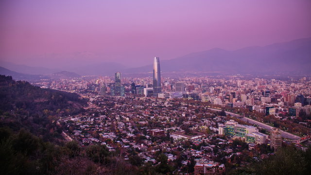 Timelapse of Santiago skyline at Dusk.
4K, Chile