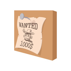 Vintage western wanted poster cartoon icon