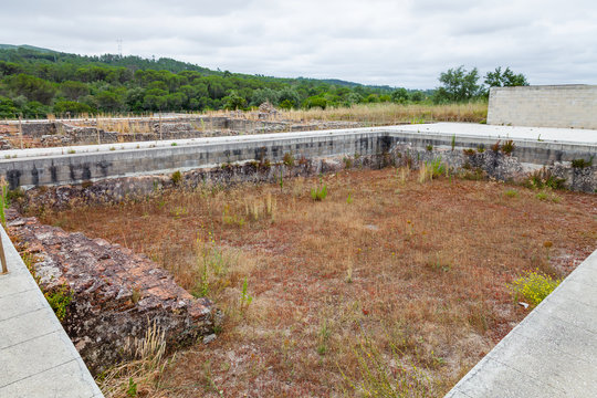 Natatio, or swimming pool, of the Great Baths of the South (Thermae) in Conimbriga. Conimbriga, in Portugal, is one of the best preserved Roman cities on the west of the empire.