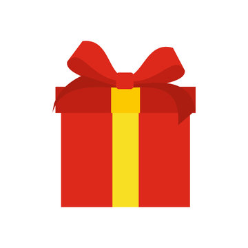 Red Flat Present Box Icon