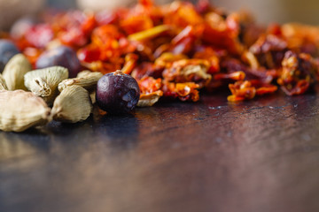 Asian Spices piled on slate