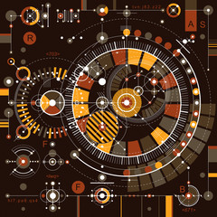 Technical plan, engineering draft. Vector industrial drawing  
