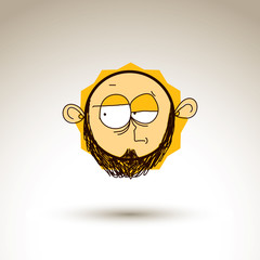 Vector art hand drawn illustration of skeptic person, emotions