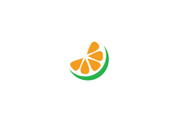 Lemon citrus slice flat icon logo