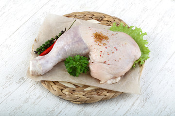 Raw chicken leg