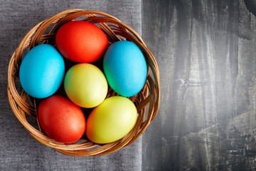 Easter eggs in a wicker basket