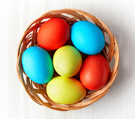 Easter eggs in a wicker basket