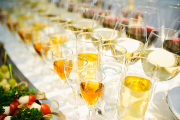 glasses with Champagne on table