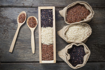 Rice seed,brown rice, keep healthy concept, brown background