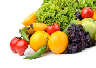fruits and vegetables isolated on a white background