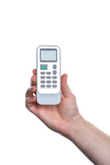 Hand holding a remote controller