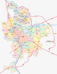 Fototapeta na wymiar metropolitan area lyon map
