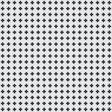Seamless texture of black crosses on a white background, vector design wallpaper