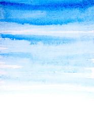watercolor texture background. blue wavy splashes. sky or marine