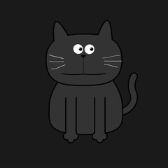 Cute grey contour cat. Flat design. White background. Isolated