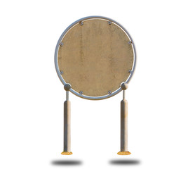 Blank round plank sign board.