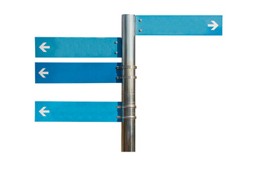 Obraz premium Blank direction blue signpost.