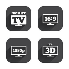 Smart TV mode icon. 3D Television symbol.