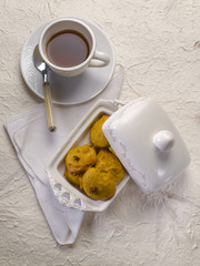 tea and cookie with dried grape 